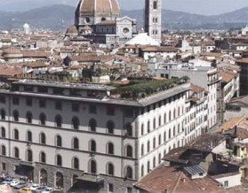 A top-down shot of downtown Florence