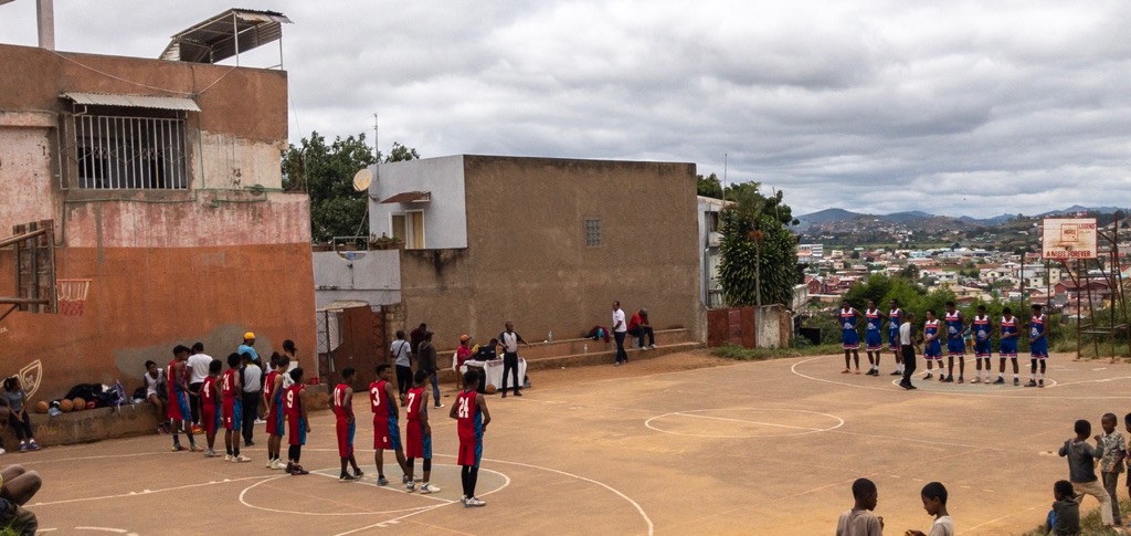 A basketball game