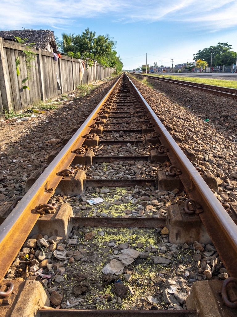 The train tracks, used to connect the train which commutes between the plant and the harbour