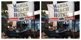 A boat display at Manda Beach Hotel in Foulpointe
